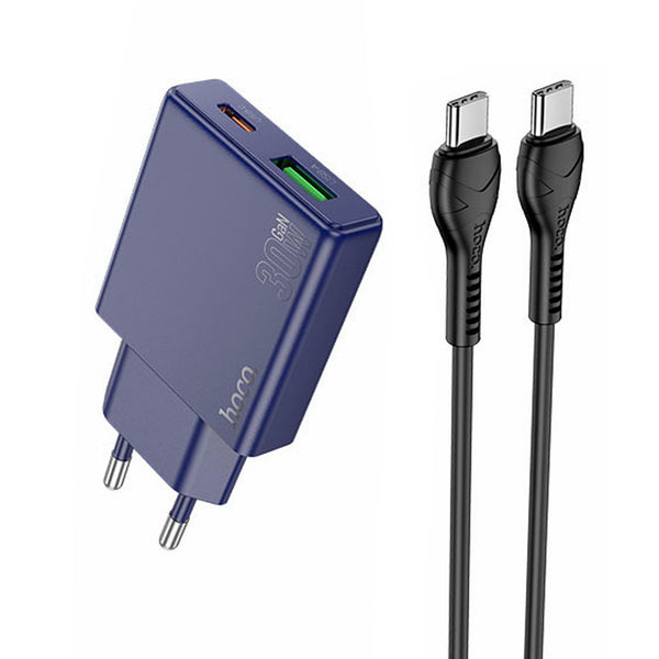 Hoco N45 30W Dual-Port Fast Charger | USB-C PD + QC 3.0 | Ultra-Thin Wall Adapter