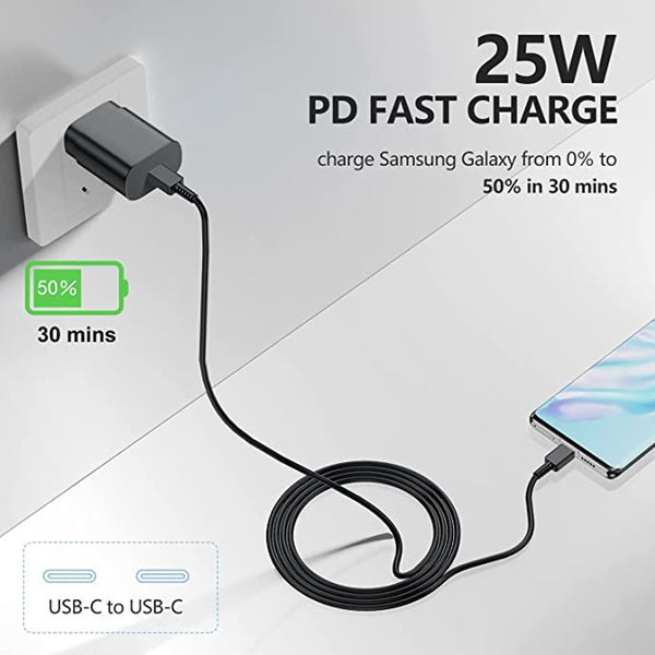 Fast Charging Wall Charger & Type C to Type C Cable - Black