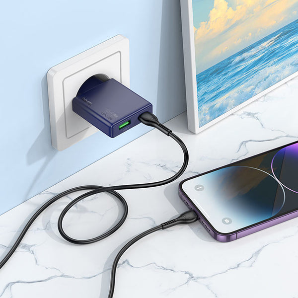 Hoco N45 30W Dual-Port Fast Charger | USB-C PD + QC 3.0 | Ultra-Thin Wall Adapter