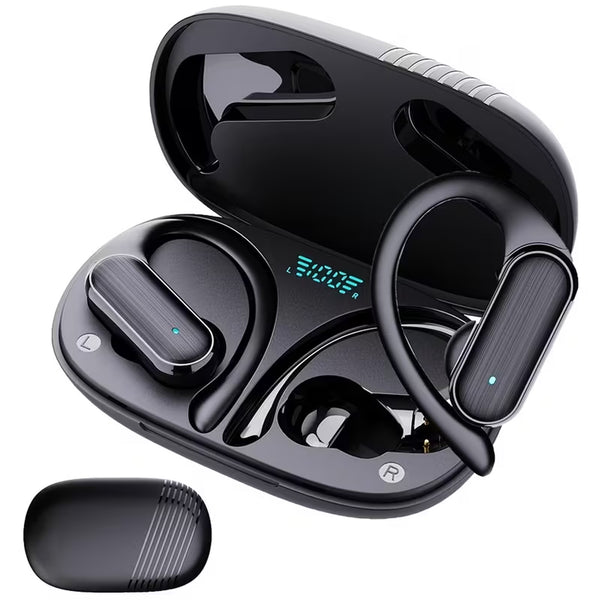 SWEG Gadgets A520 Wireless Bluetooth Earbuds | LED Display Case | Earhook Sport Fit | IPX5 | Deep Bass