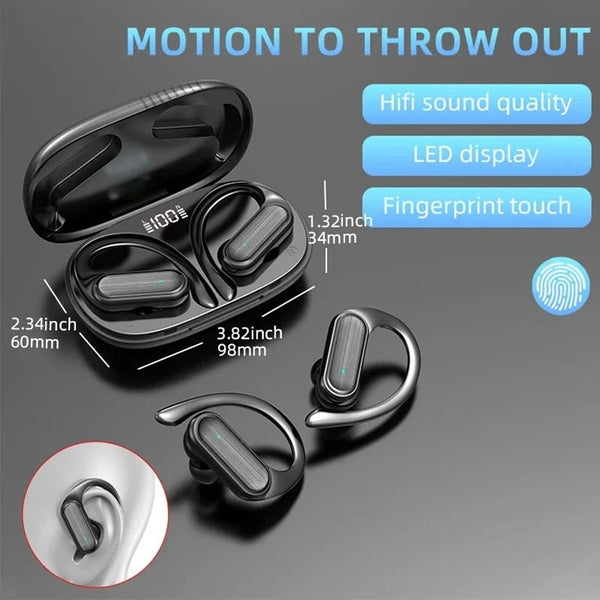 SWEG Gadgets A520 Wireless Bluetooth Earbuds | LED Display Case | Earhook Sport Fit | IPX5 | Deep Bass