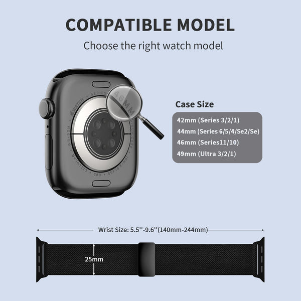 Apple Watch Stretchy Loop Sport Band 42/44/45/46/49mm | Elastic Nylon Magnetic Strap | 5 Colours | SWEG Gadgets