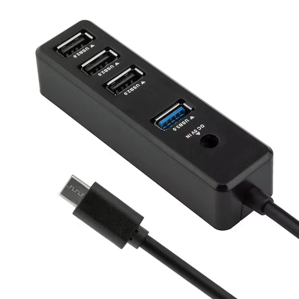 HUB08 4-Port USB-C Hub with USB 3.0 Fast Data Transfer Adapter