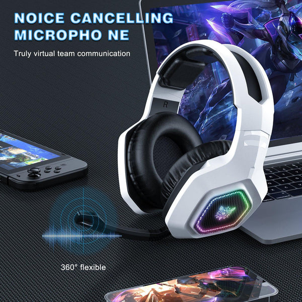 ONIKUMA B100 Wireless Gaming Headset | Bluetooth 5.3 + 2.4GHz + Wired | PC, PS5, Xbox | White