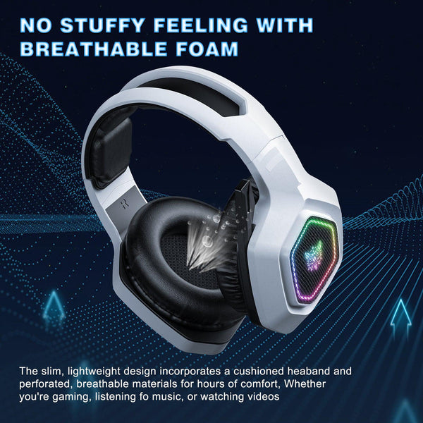 ONIKUMA B100 Wireless Gaming Headset | Bluetooth 5.3 + 2.4GHz + Wired | PC, PS5, Xbox | White
