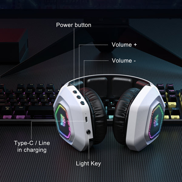 ONIKUMA B100 Wireless Gaming Headset | Bluetooth 5.3 + 2.4GHz + Wired | PC, PS5, Xbox | White