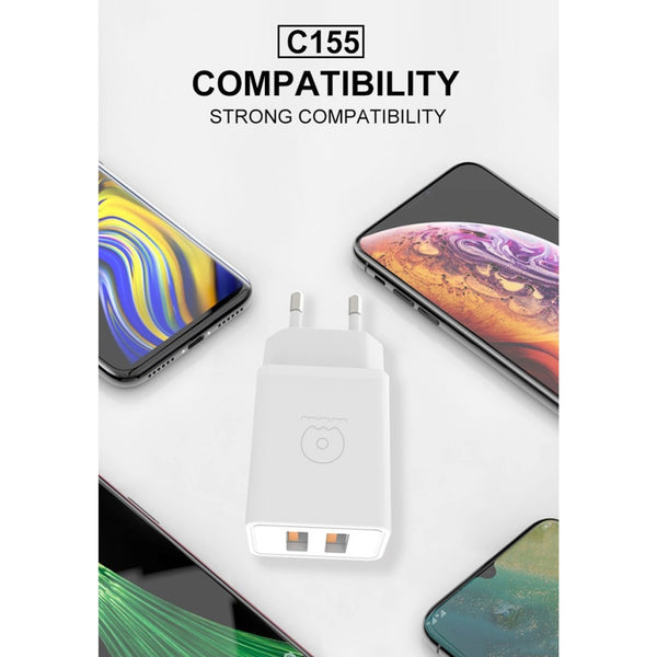 SWEG Gadgets C155 Dual USB Fast Charger | 3.1A Wall Adapter | Universal Phone Charger | White