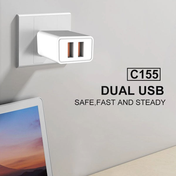 SWEG Gadgets C155 Dual USB Fast Charger | 3.1A Wall Adapter | Universal Phone Charger | White