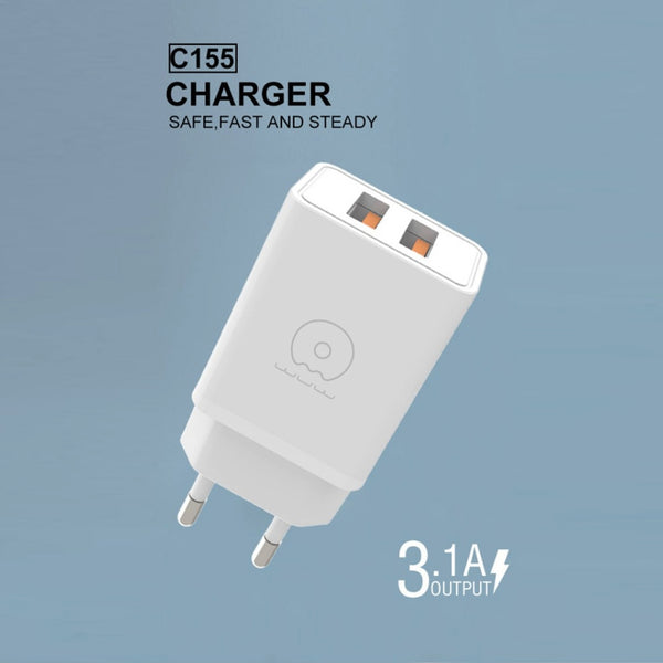 SWEG Gadgets C155 Dual USB Fast Charger | 3.1A Wall Adapter | Universal Phone Charger | White